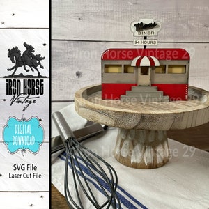 Cute Retro Diner Shelf Sitter, Gift Card Holder, Mothers Day, Fathers Day, Gift Giving, Vintage Retro Style, Home Decor, Digital Download