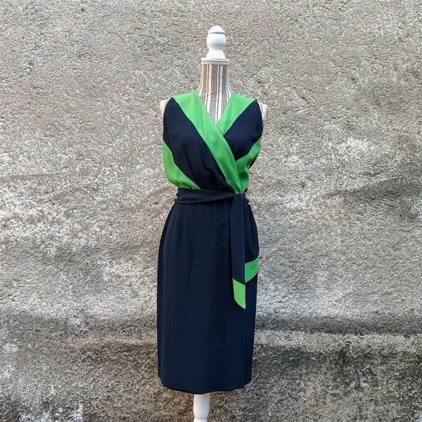 Renato Balestra vintage blue and green ceremony dress 90s