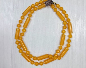 Collier vintage jaune, collier long vintage, millésime des années 1970