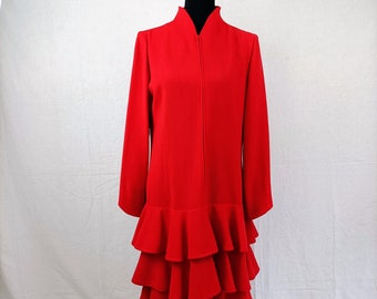 Valentino red dress wool made 1980s, winter red gown