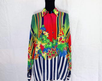 Istante by Versace vintage shirt 90s, Gianni Versace multicolor shirt