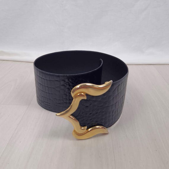 Genny Vintage High Black Belt 1980s - Etsy display picture 1