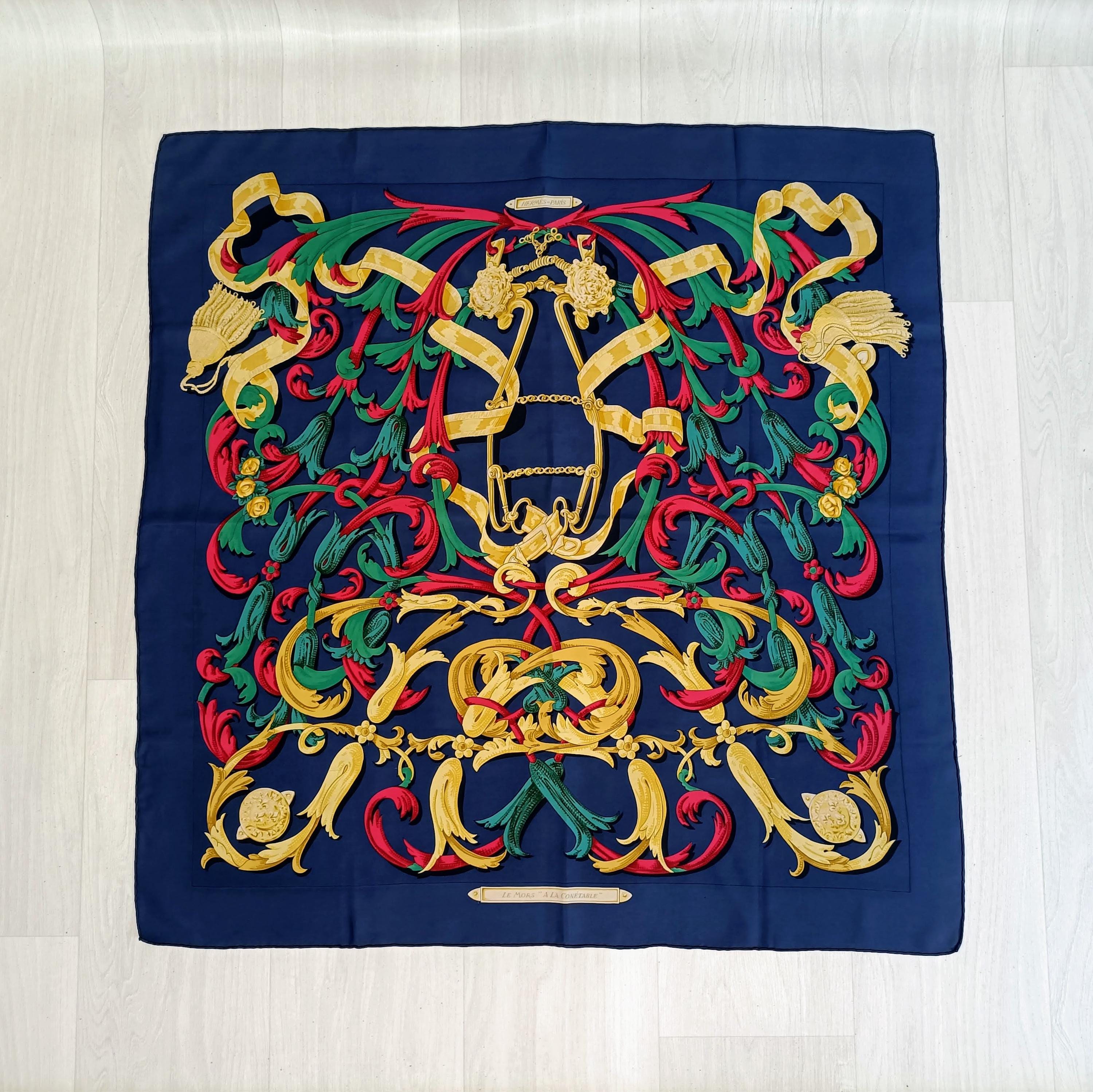 Hermès Vintage Scarf Carré Le Mors “a La Conétable” - Etsy