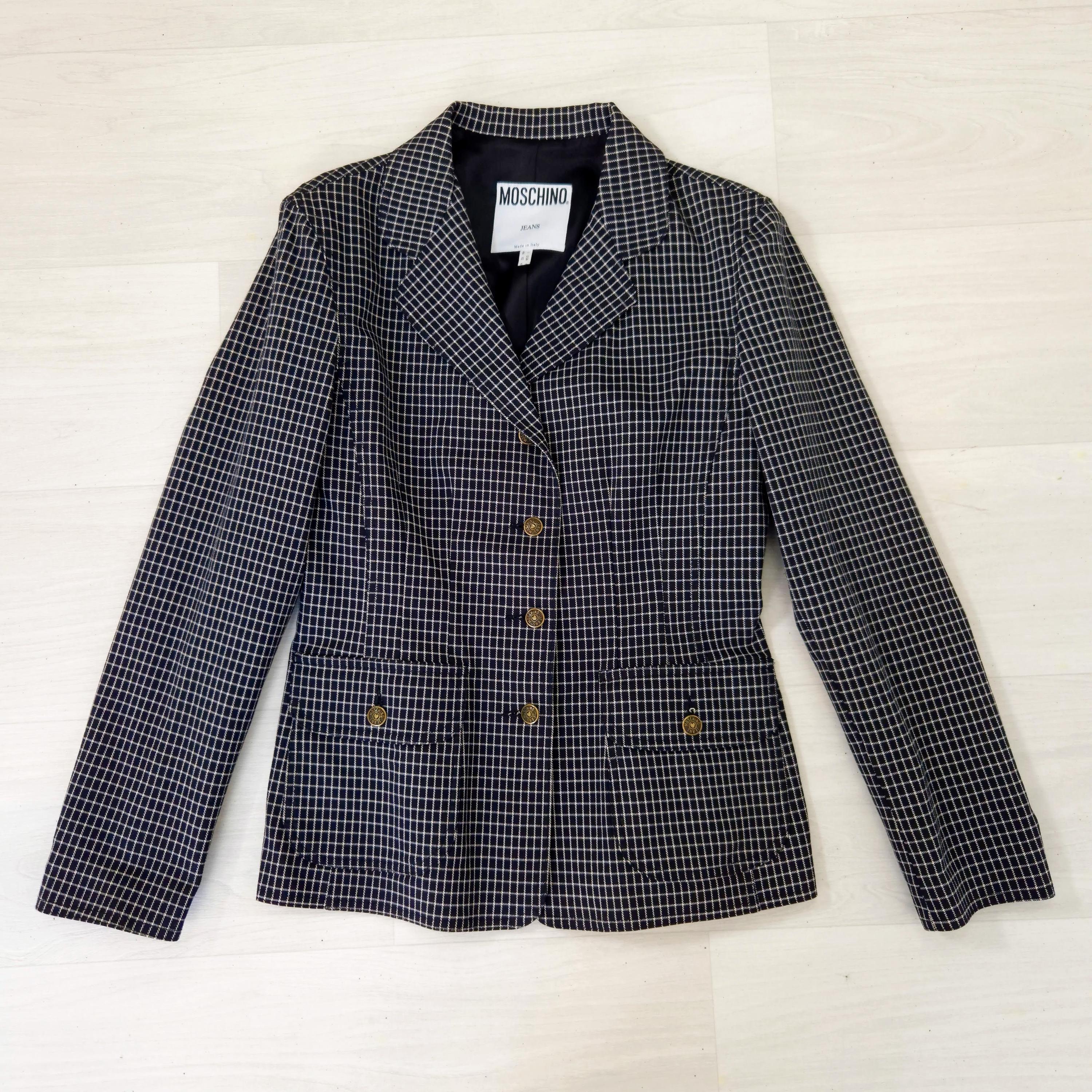 Moschino Jeans Checked Jacket White and Black, Moschino Vintage