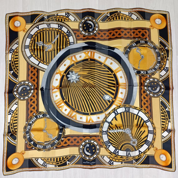 Must De Cartier Vintage Silk Scarf Nineties With Clocks - Etsy Canada