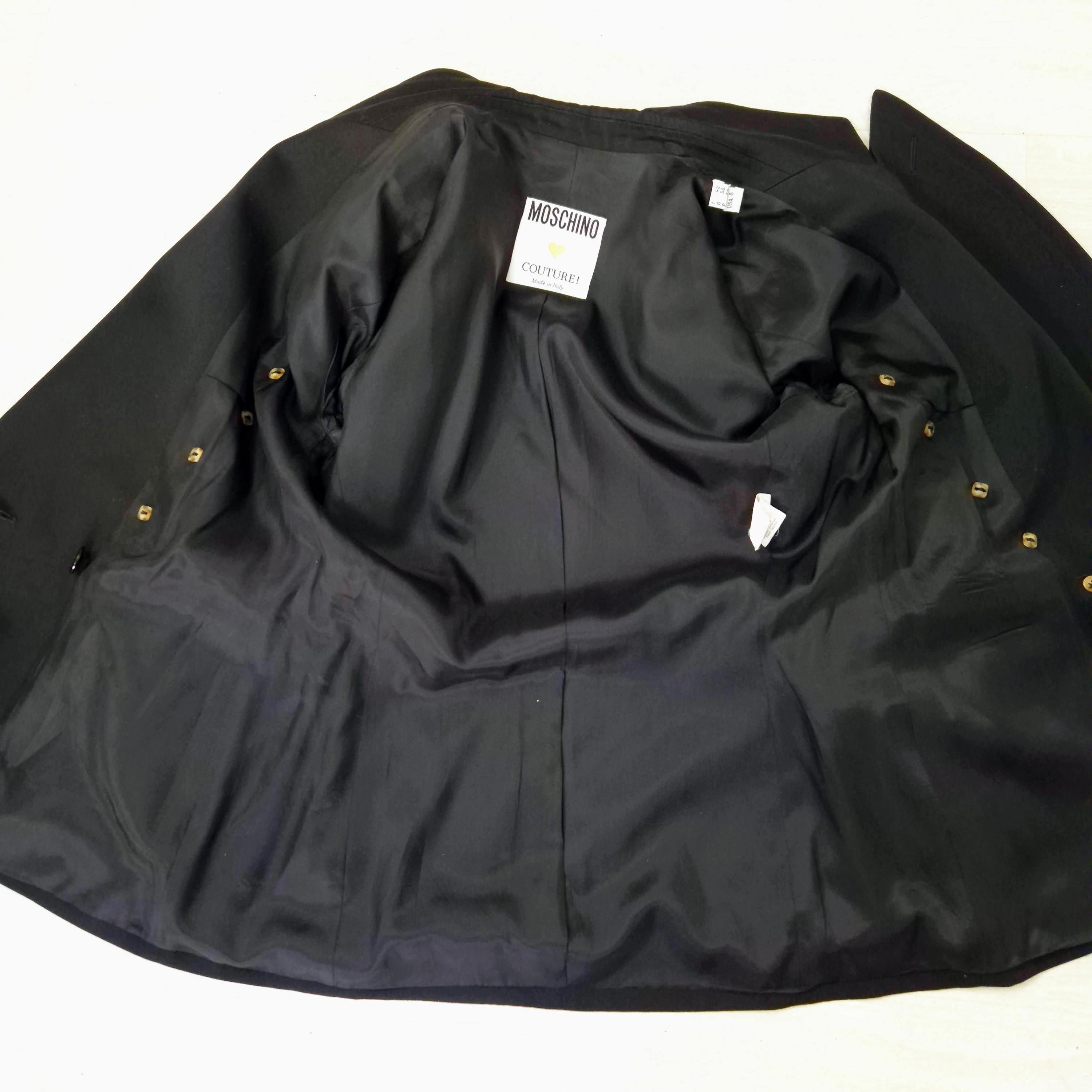 Vintage 1990s Moschino Couture Black Wool Jacket With Heart