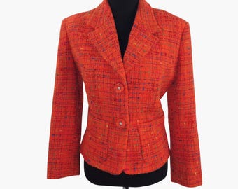 Versace Jeans Couture orange blazer for women, orange jacket made in wool tweed Versace
