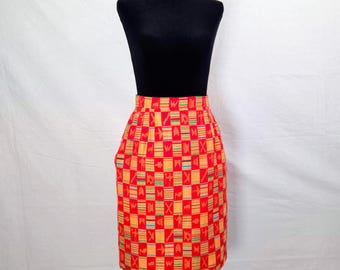 YSL skirt kente pattern vintage 1994,  Yves Saint Laurent Rive Gauche Spring Summer 1994