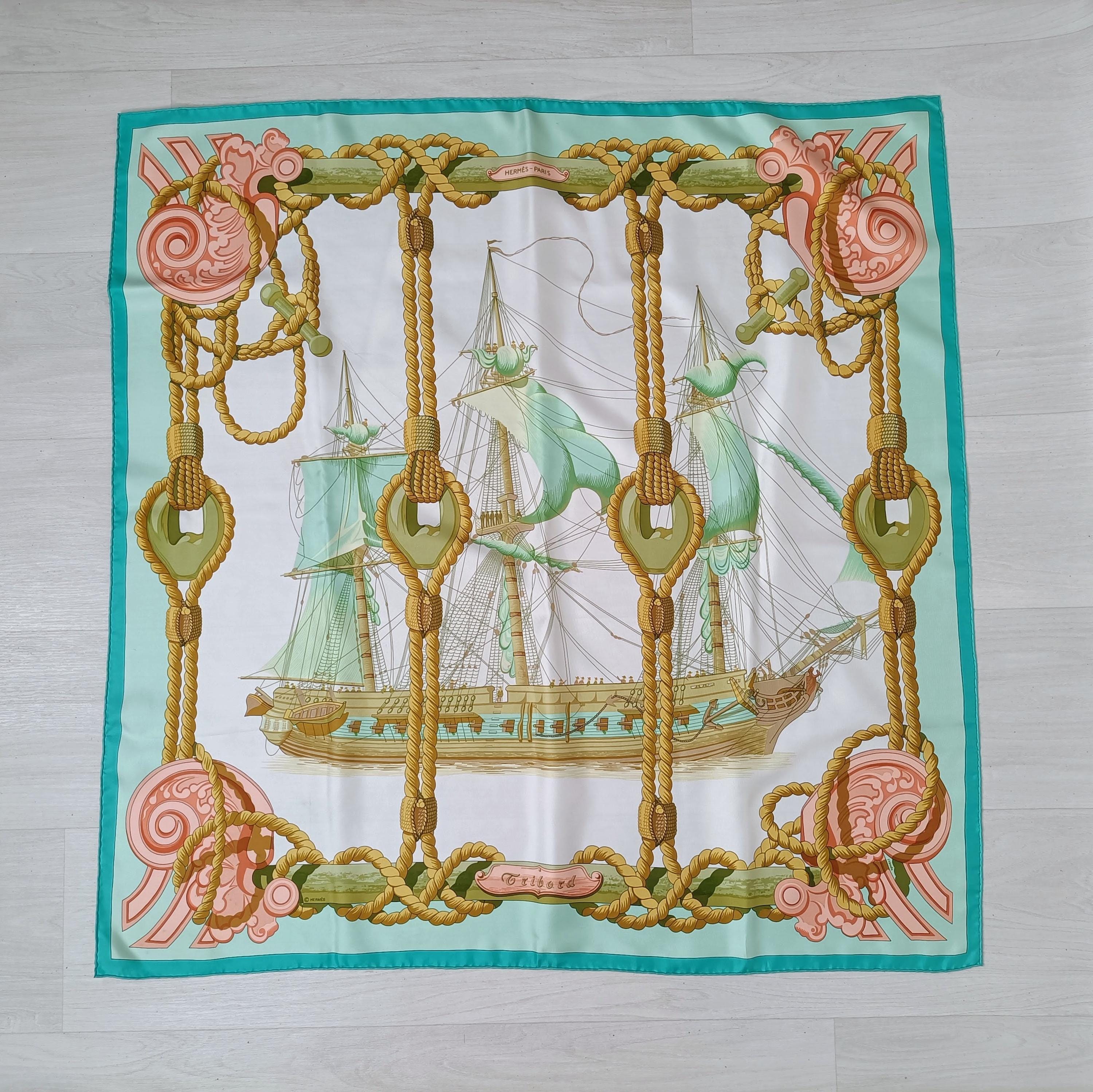 Hermes’ ビンテージスカーフ Tribord Sailing Boat柄 Hermes Tribord Silk Scarf - Etsy