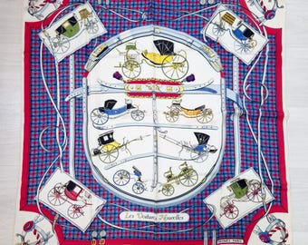 Hermès Les Voitures Nouvelles silk carré, Hermès silk scarf 196