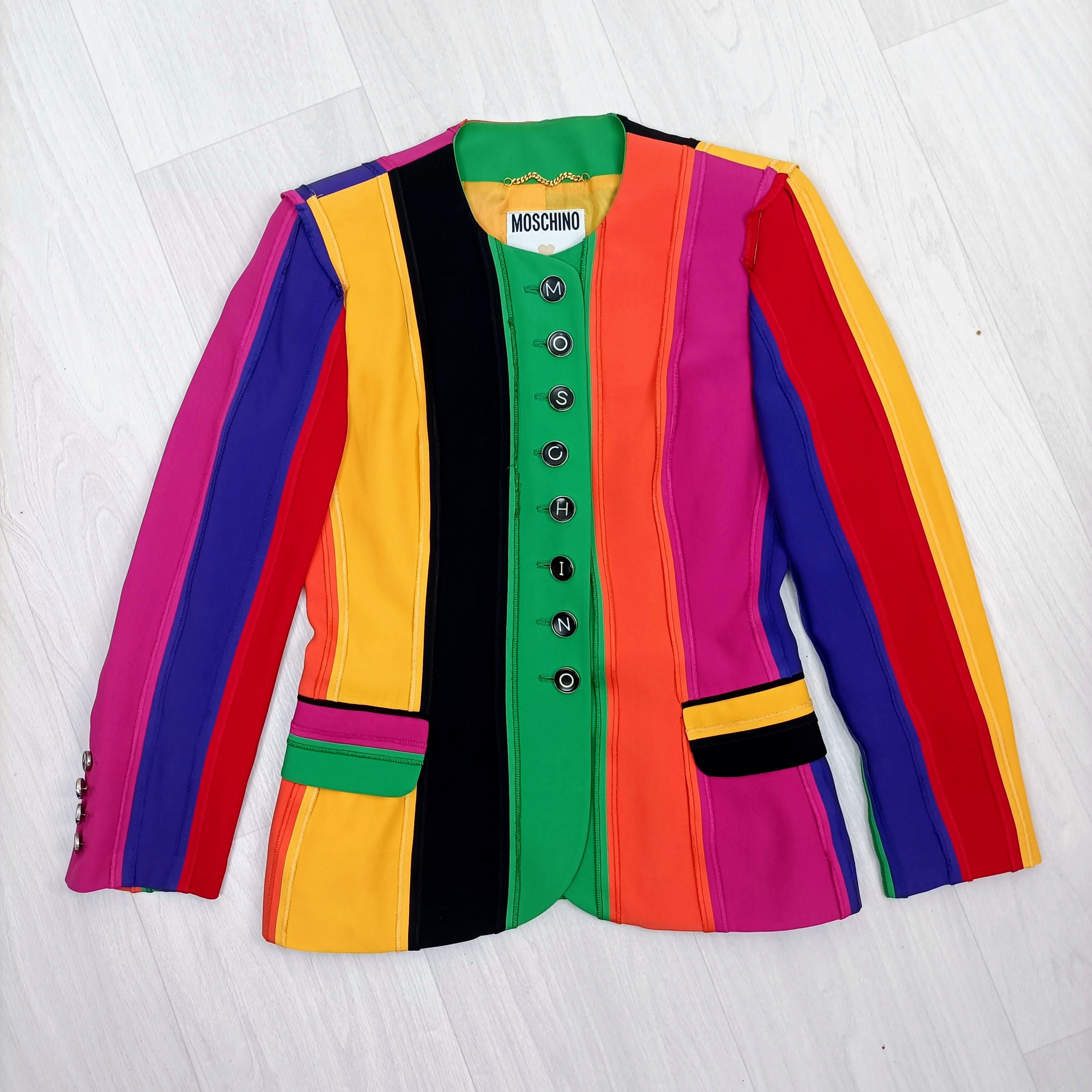 Moschino Couture Rainbow Vintage Jacket 1991 - Etsy Moschino Couture Rainbow Vintage Jacket 1991 - Etsy