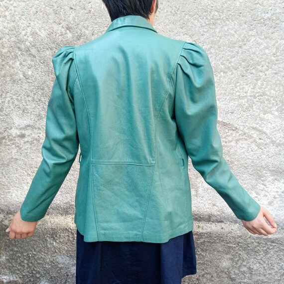 Emerald green vintage leather jacket eighties style Gem