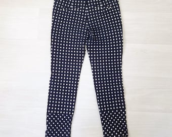 Sportmax pantaloni modello capri bianchi e blu a quadretti