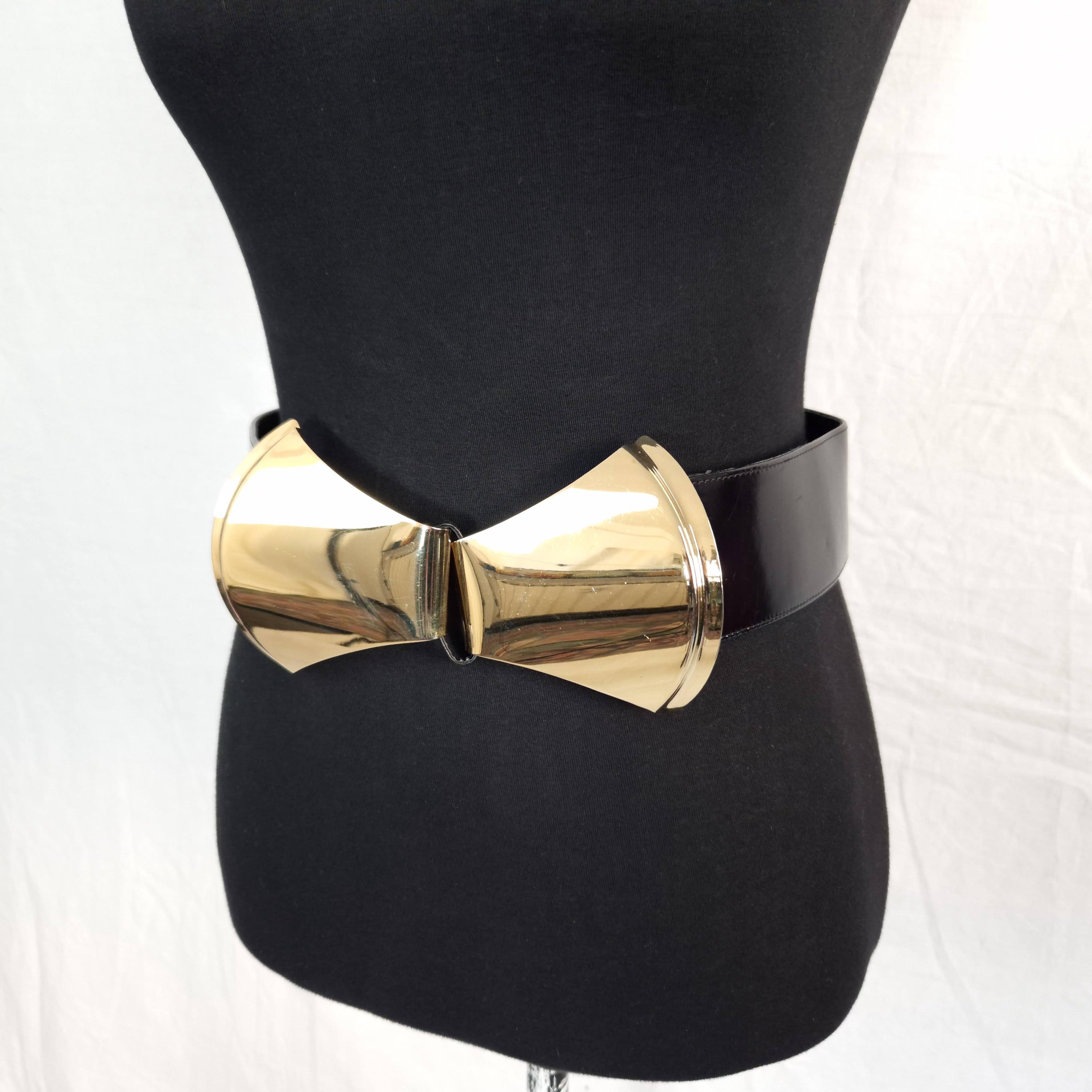 1980s Vintage Karl Lagerfeld Gold Leather Belt Size XS Exquisite KARL LAGERFELD Signed Vintage 1980 main image 4