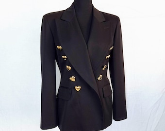 激レア✨ミュグレー ヴィンテージ ジャケット 紫 ウール100% デザインボタン ミュグレー 90 年代の紫色のジャケット、未来的なパワードレッシング