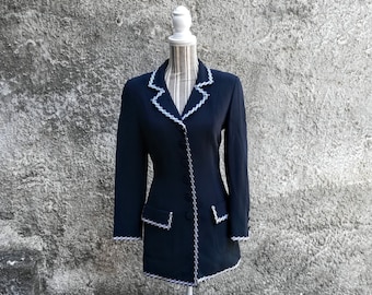 Vintage chic jacket made in France blue color