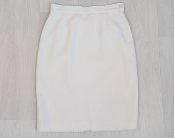 Summer white skirt Yves Saint Laurent, longuette skirt vintage 90s