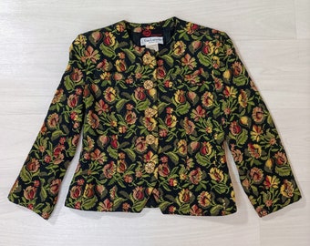 Maximalist style jacket with flowers Guy Laroche, vintage fashion 80s