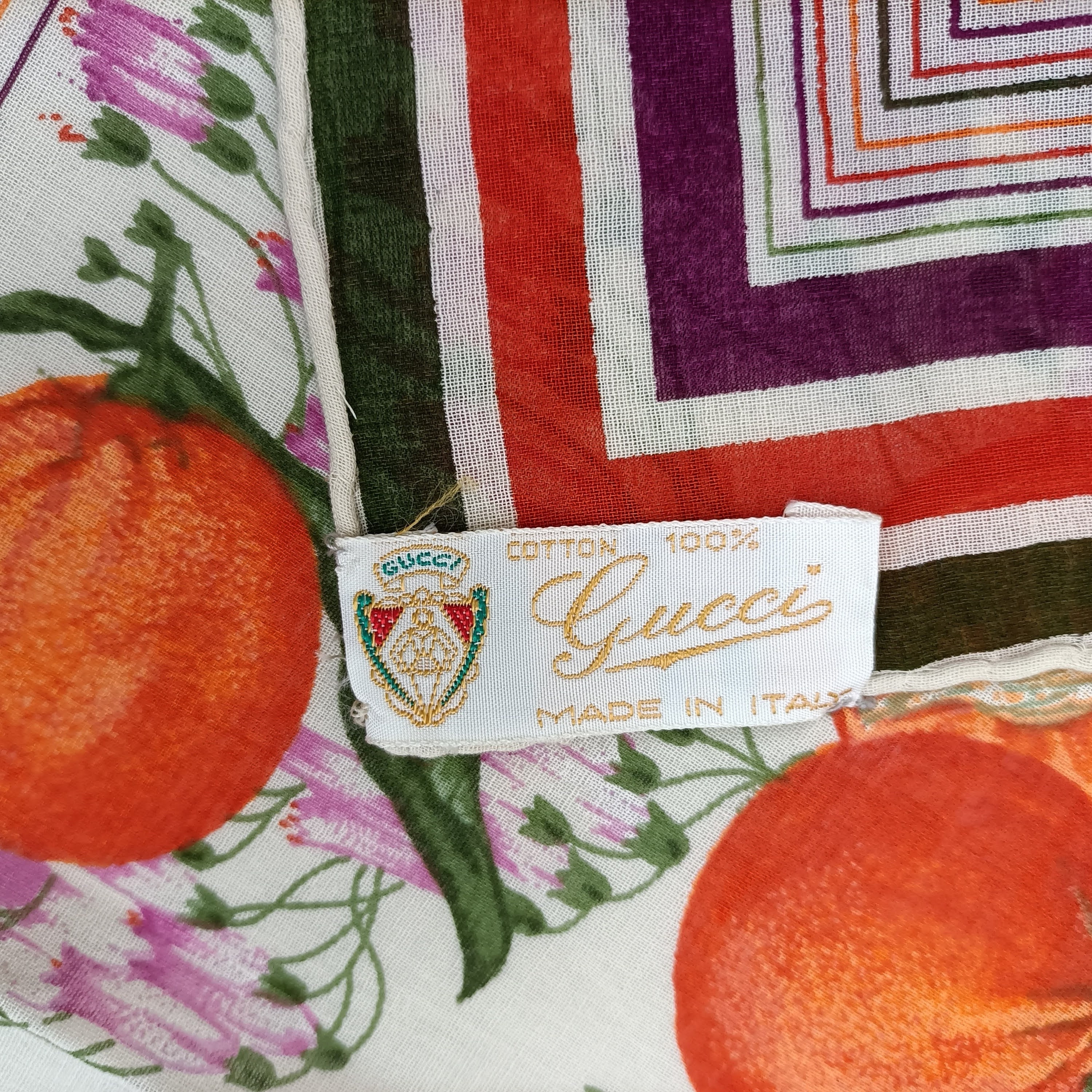 Gucci Vintage Scarf Made in Cotton With Flowers and Oranges - Etsy