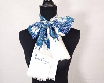 Authentic 70s Pierre Cardin Silk Scarf Wrap Vintage Oblong