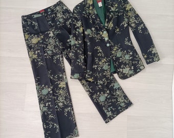 Kenzo vintage floral suit, trouser suit kenxo Takada 90s