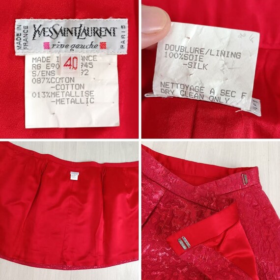 Red brocade skirt YSL vintage 90s - image 10