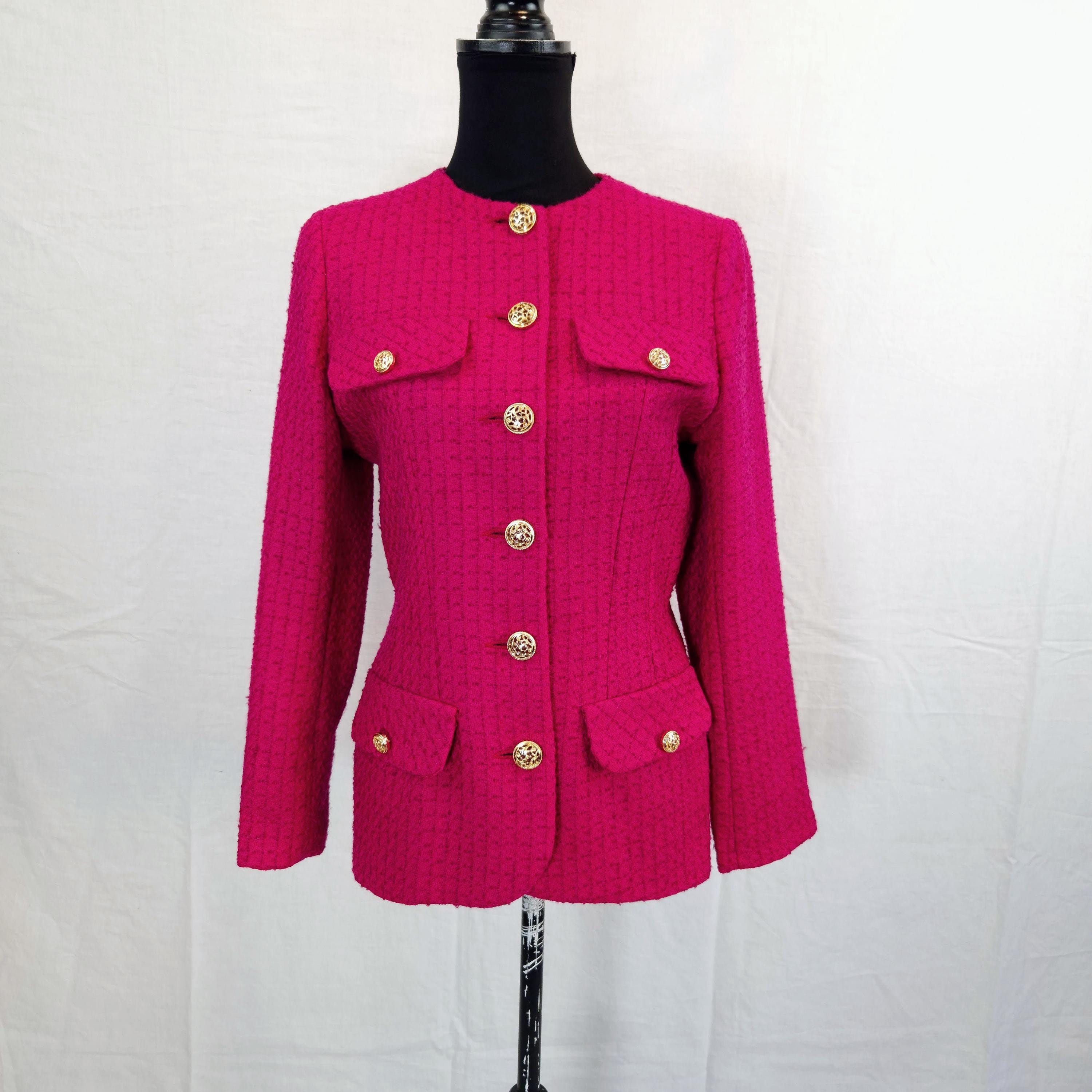 Pink Jacket Made in Wool Vintage 1990s - Etsy