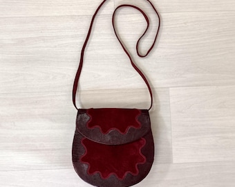 YSL bag made in burgundy leather, vintage bag 70s