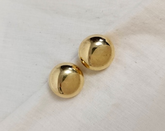 Vintage golden button earrings 80s