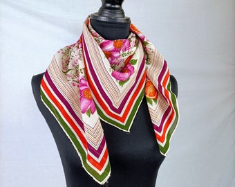 Gucci Vintage Scarf Made in Cotton With Flowers and Oranges - Etsy