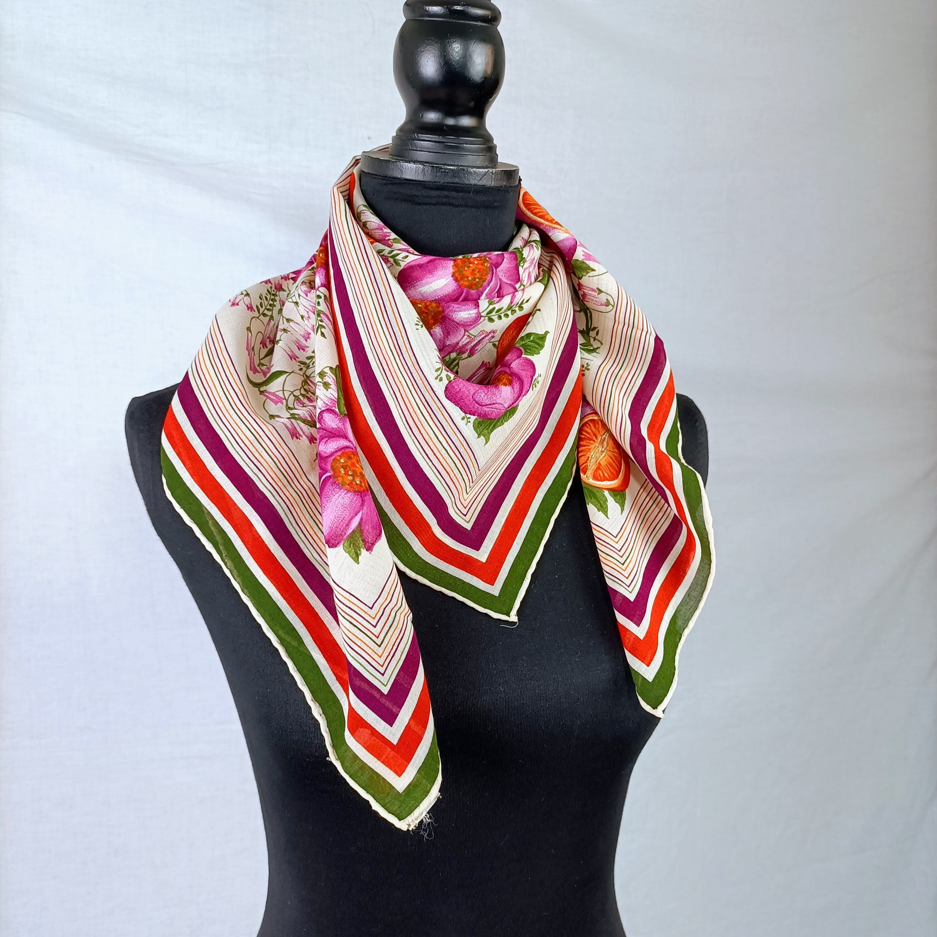 Gucci Vintage Scarf Made in Cotton With Flowers and Oranges - Etsy