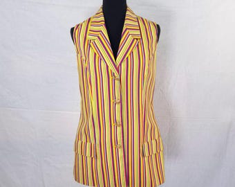 Versace vest with vertical multicolor stripes vintage 1990s, Versace Jeans Couture