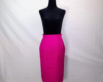 Falda de seda fucsia YSL Rive Gauche, estilo vintage de los años 90.