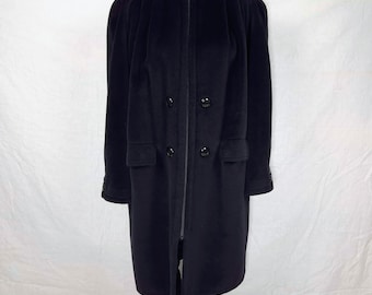Valentino black coat vintage made in wool and cashmere, vintage coat 1980s
