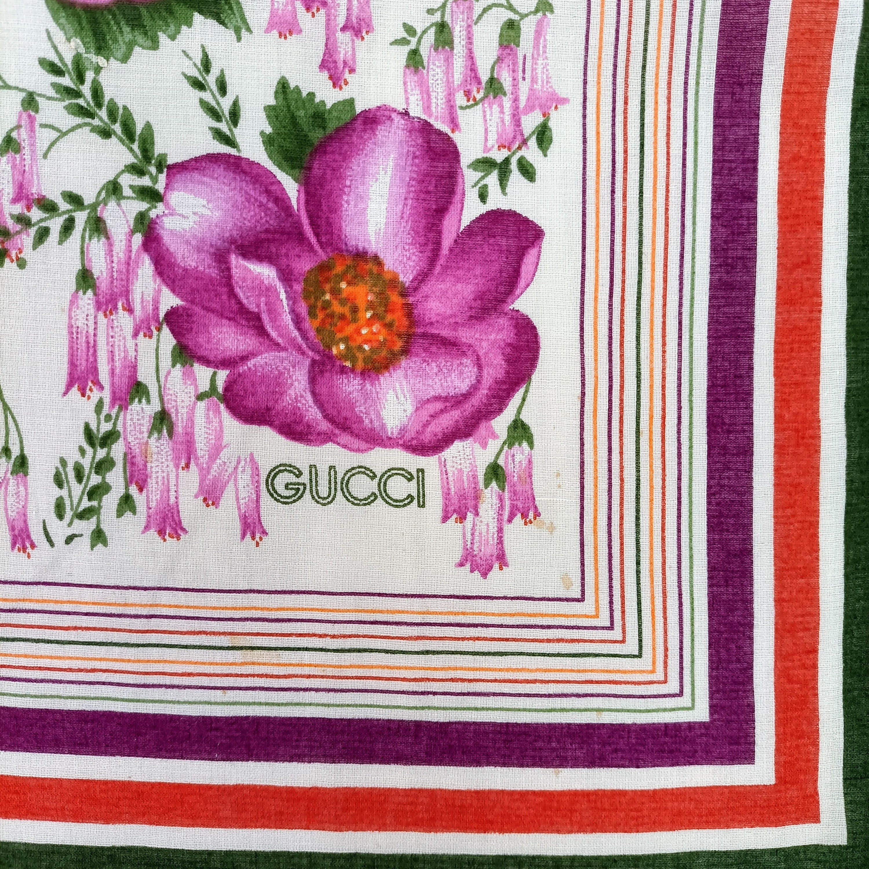 Gucci Vintage Scarf Made in Cotton With Flowers and Oranges - Etsy