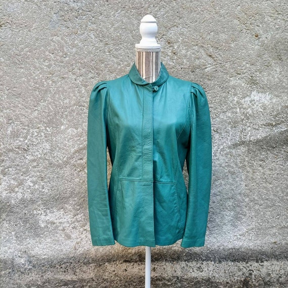 Emerald green vintage leather jacket eighties style Gem