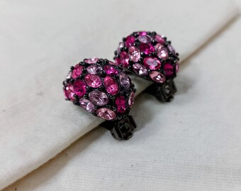 Boucles D'oreilles Kenneth Jay Lane Fleurs émaillées Roses - Occasion, Clip