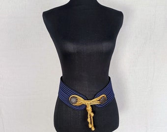 YSL vintage blue belt, Yves Saint Laurent Rive Gauche