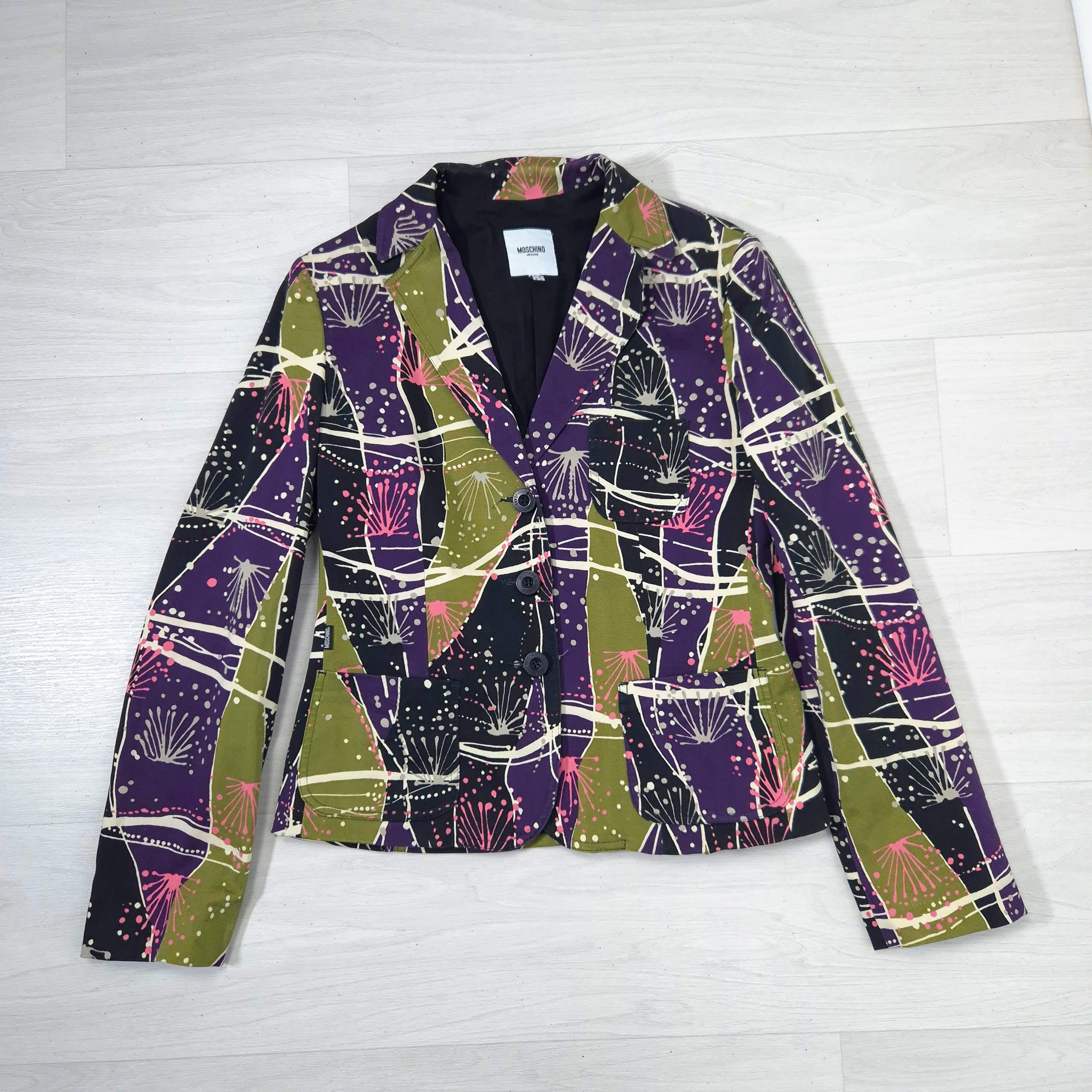 Moschino Jeans Jacket With Abstract Pattern, Y2k Style - Etsy