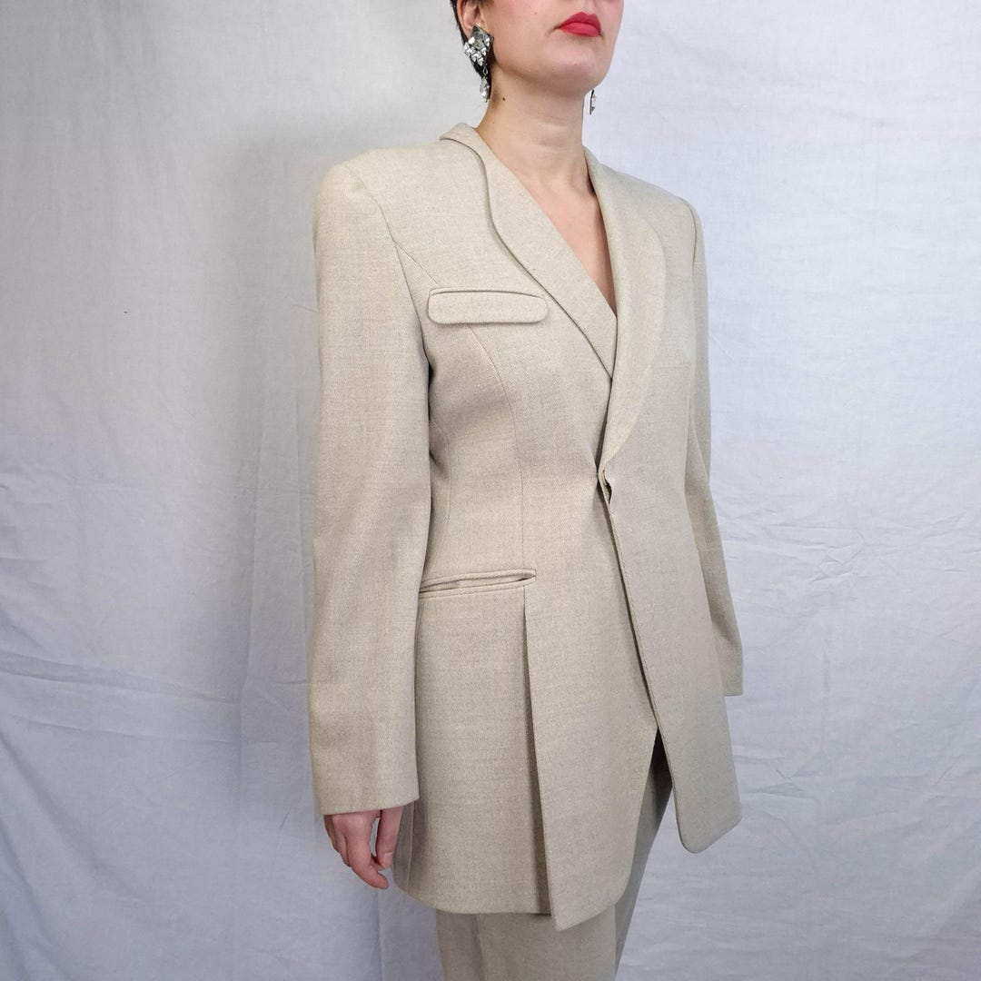 Giorgio Armani 1990s Wool Pantsuit, Armani Vintage Minimal Chic