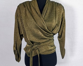 Golden vintage shirt lamé, 80s glam shirt