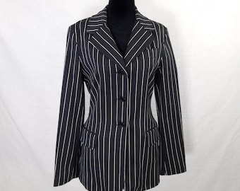 Moschino Jeans Vintage Black Cotton Pinstripe Blazer from the '90s