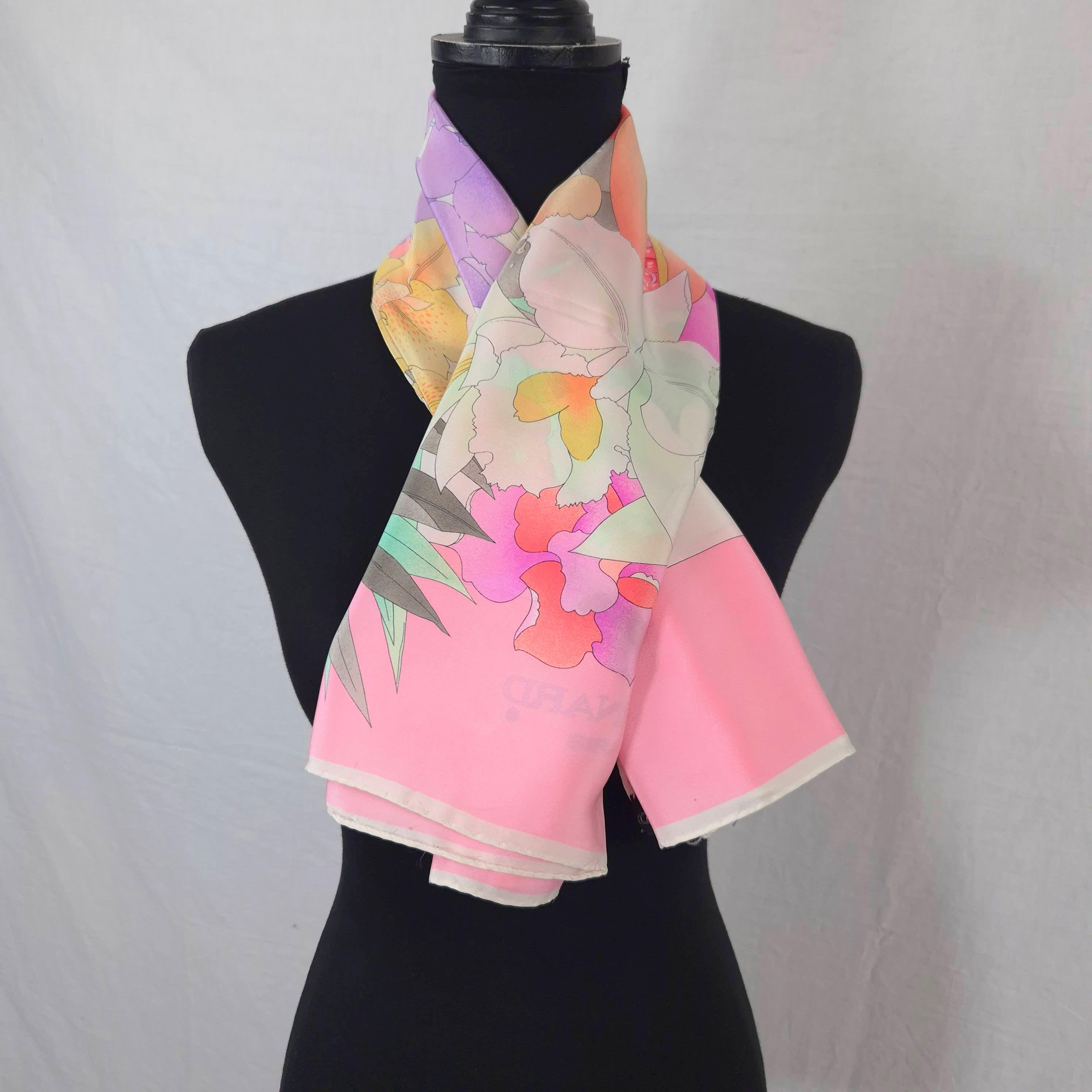 Foulard En Soie Alice Landais Vintage - Motif Floral Multicolore, Occasion Bon état