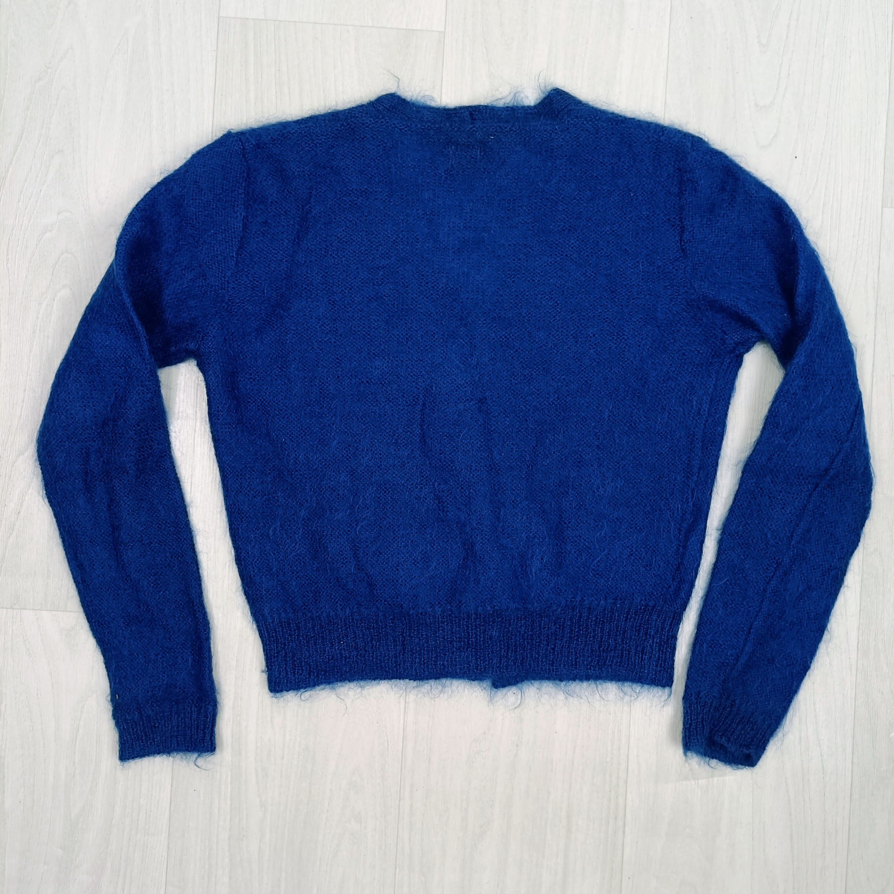 Soft Blue Mohair Cardigan, United Colors of Benettons 80s Outfits 