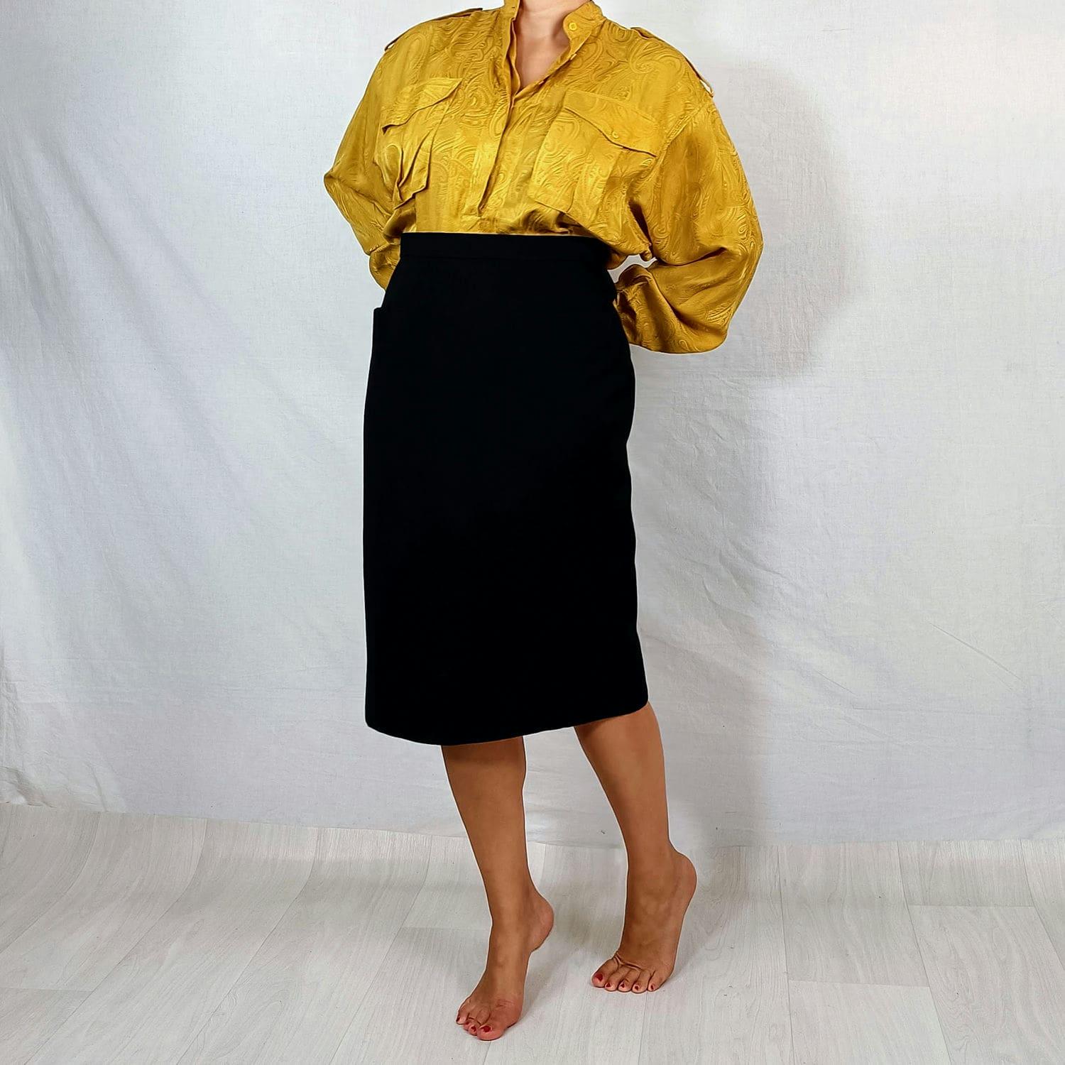 Black Skirt With Pockets YSL Rive Gauche, Yves Saint Laurent 1980s