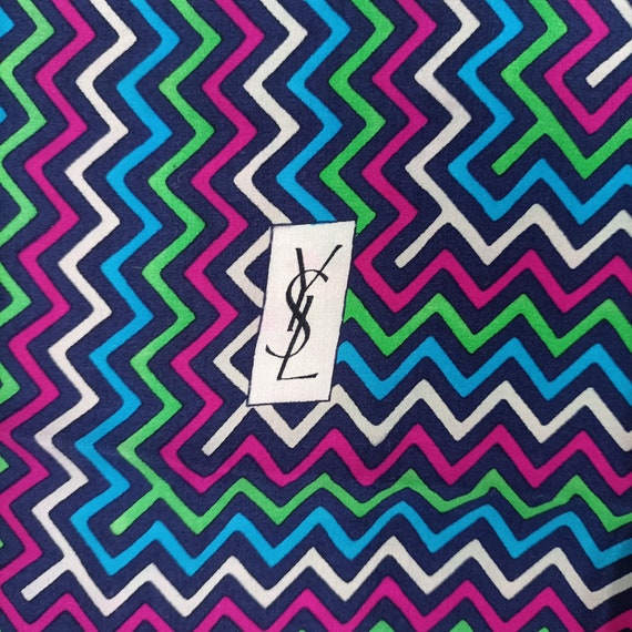 YSL vintage scarf with gemetric pattern zig zag, … - image 3