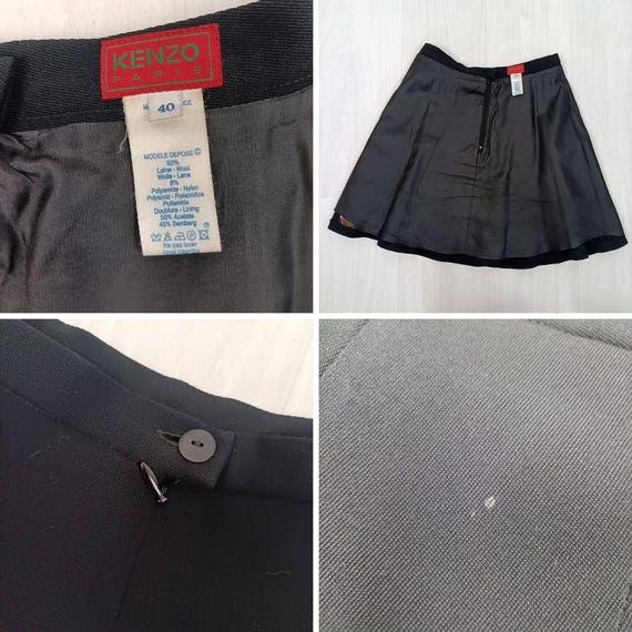 Black Skirt With Flower Embroidery Kenzo Paris Vintage, Boho