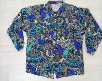 Paisley blouse Escada Eighties, oversize vintage shirt