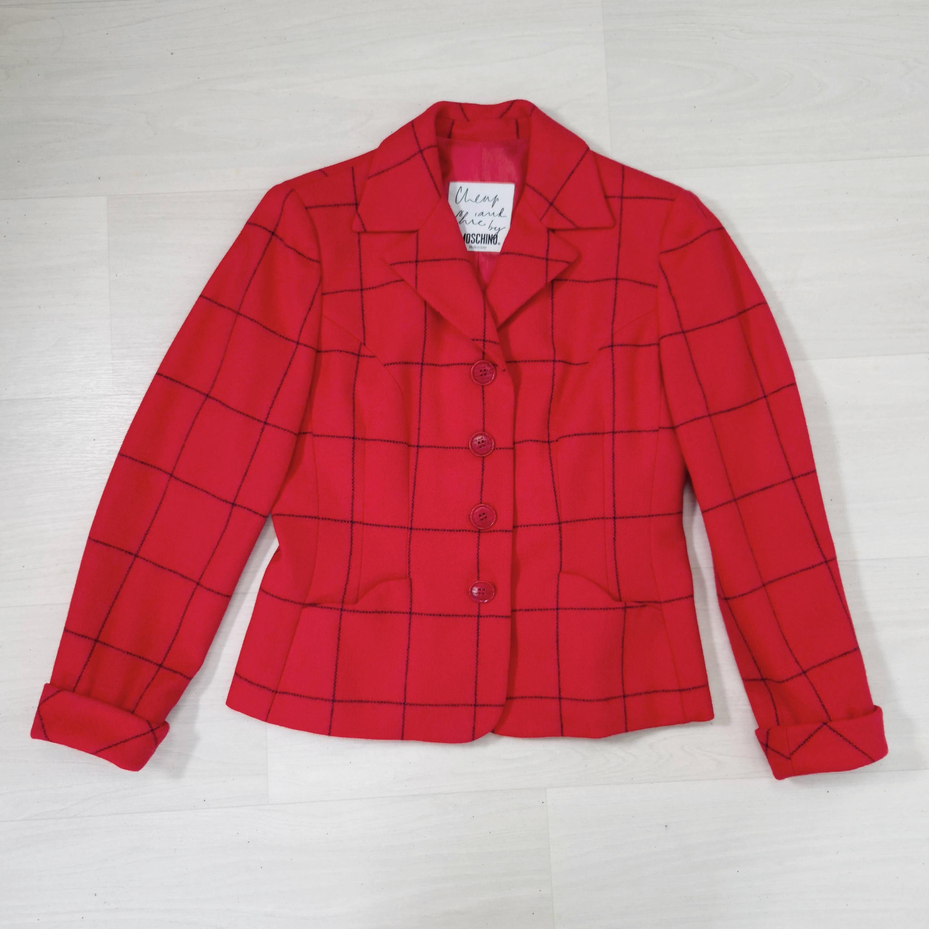 Moschino, Moschino vintage 1990s giacca rossa a quadri