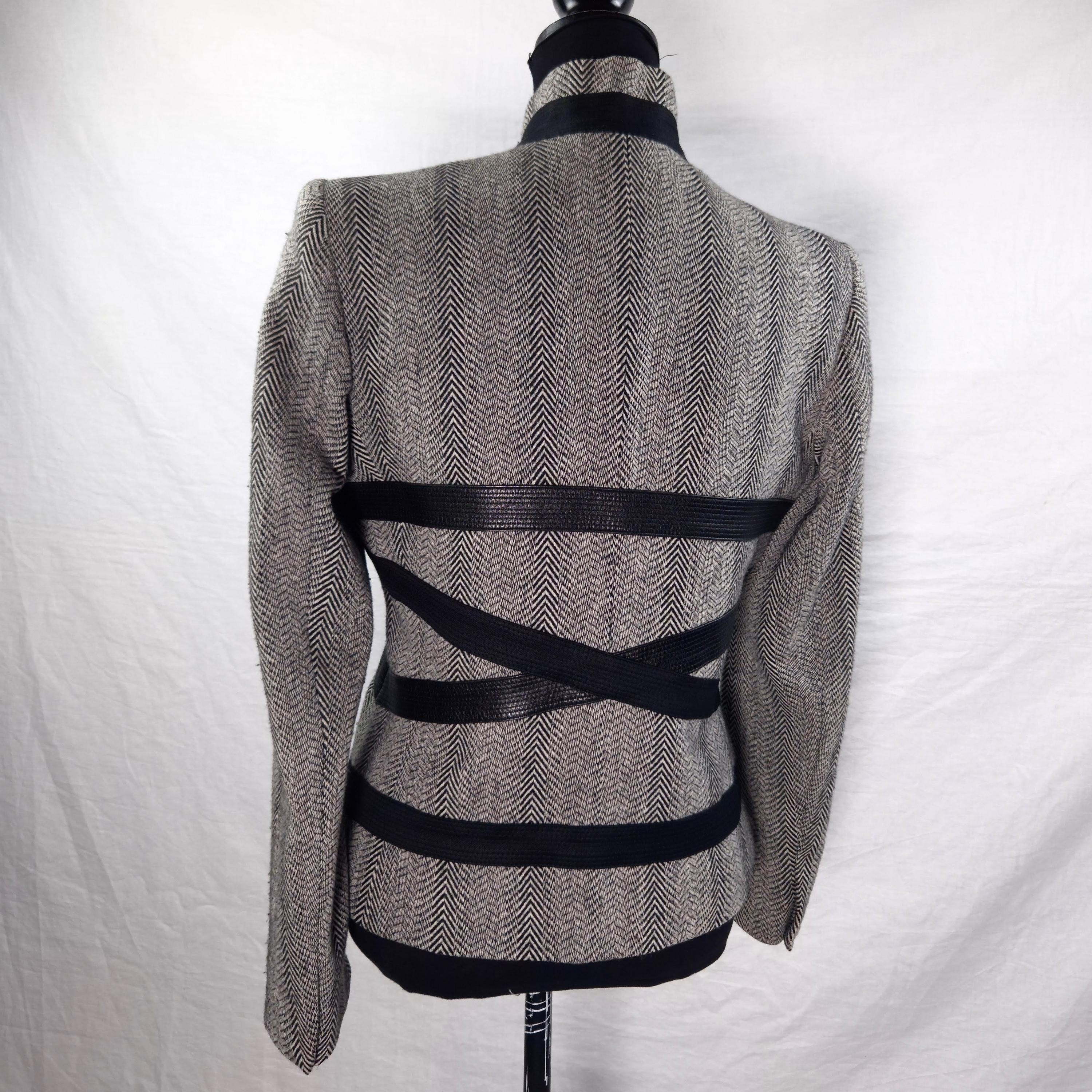 Versus Versace Gray Jacket With Leather Stripes,vintage 2000 - Etsy